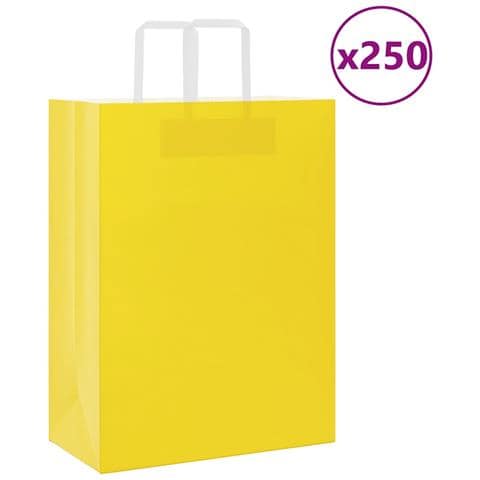 Sacchetti di Carta 250 pz con Manici Gialli 32x17x44 cm - Foto 1
