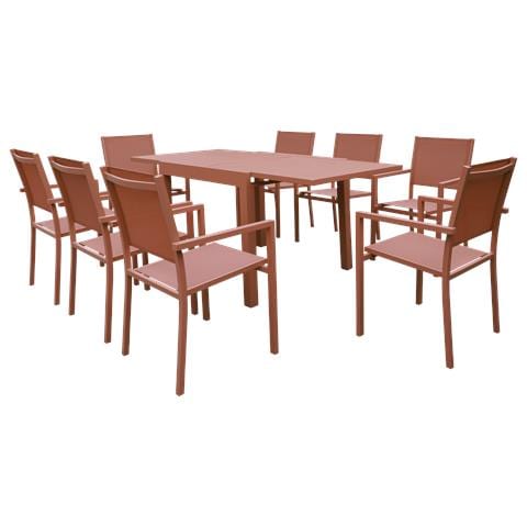 Veneziaset Di Mobili Da Giardino Allungabili 90/180 In Textilene Terracotta 8 Posti - Terracotta Alluminio - Foto 1