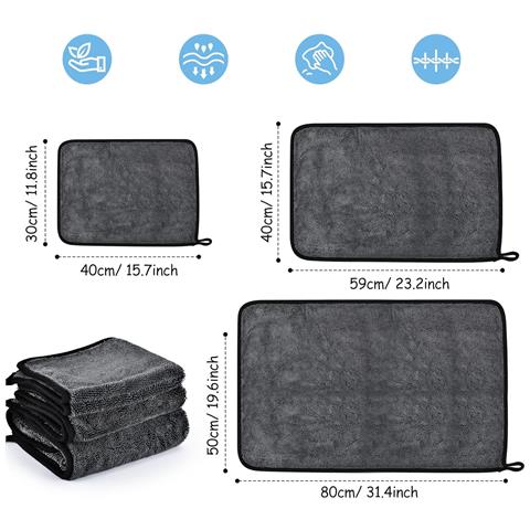 Cozclam Panni Asciugatura In Microfibra 3 Misure Grigio - Foto 2