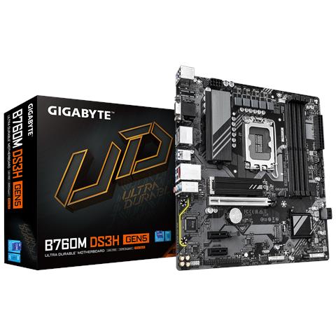 B760M DS3H GEN5 Scheda Madre - Supporta CPU Intel Core 14ª generazione, VRM digitale a 6+2+1 fasi, fino a 5600 MHz DDR5, 2 x M. 2 PCIe 4.0, LAN 2.5GbE, USB 3.2 Gen2 - Foto 1