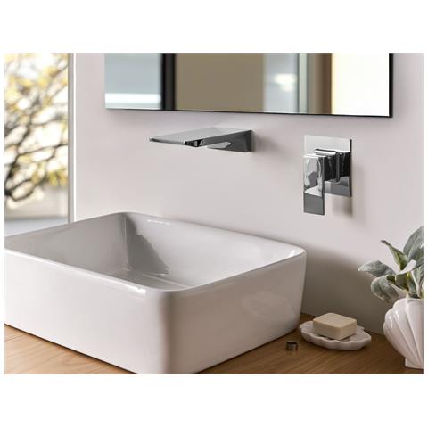Rubinetto Miscelatore Da Parete Per Lavabo Karuay Ottone Argento - Foto 1