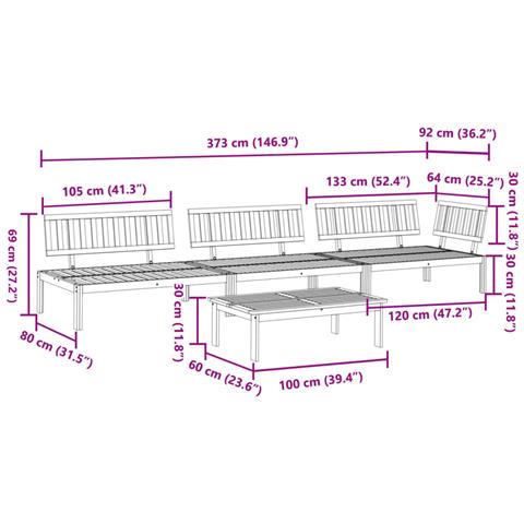 Set Divano Pallet da Giardino 4 pz in Legno Massello di Acacia - Foto 8