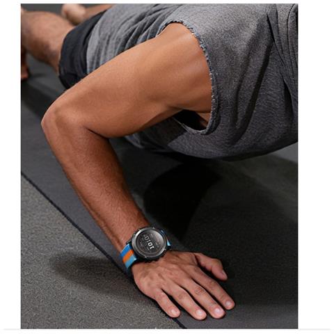 Cinturino Sport Loop In Nylon Da 22 Mm Compatibile Con Garmin Fenix 8/7/6 Pro / 7 Pro - Traspirante E Regolabile Blue+orange - Foto 5
