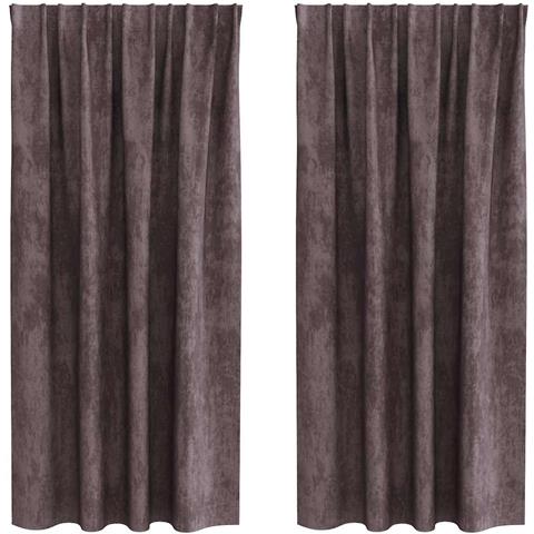 Tenda con tende 2 pcs Marrone 175 x 140 cm Velluto - Foto 1