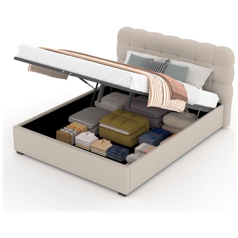Dallas Letto Cloud Con Contenitore 140x190cm In Velluto Beige - Foto 2
