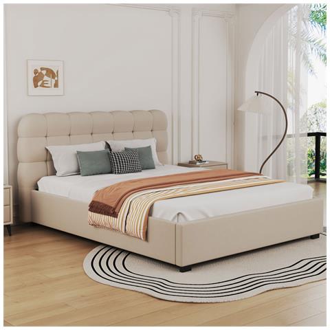 Dallas Letto Cloud Con Contenitore 140x190cm In Velluto Beige - Foto 1
