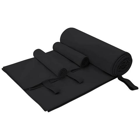 Set di Asciugamani Sportivi 3 pcs Nero Poliestere e poliammide - Foto 1