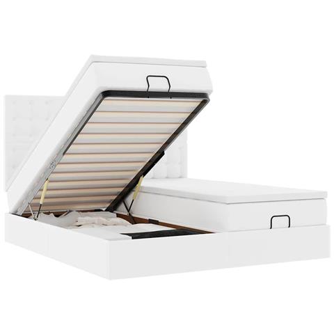 Pouf Letto con Materassi e LED Bianco Puro 180x200cm Similpelle - Foto 1