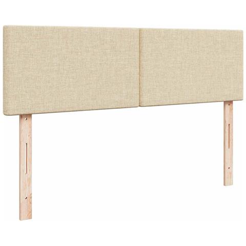 Struttura Letto Pouf con Materassi Crema 160x200 cm in Tessuto - Foto 9