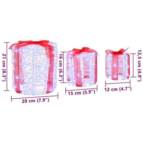 Decorazione Scatola Regalo 3 pcs Bianco freddo 20 x 20 x 21 cm - Foto 7