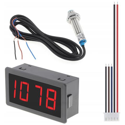 Tachimetro Digitale Led Cf5135c-z - Misurazione Precisa Rpm /min | Sensore Hall Npn | Display Led Rosso 67x32mm | Alimentazione Dc 8-24v - Foto 1