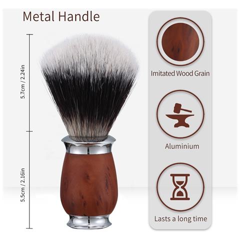 Pennello Da Barba Con Setole Morbide E Manico In Alluminio Per Una Schiuma Ricca Wood Color - Foto 2