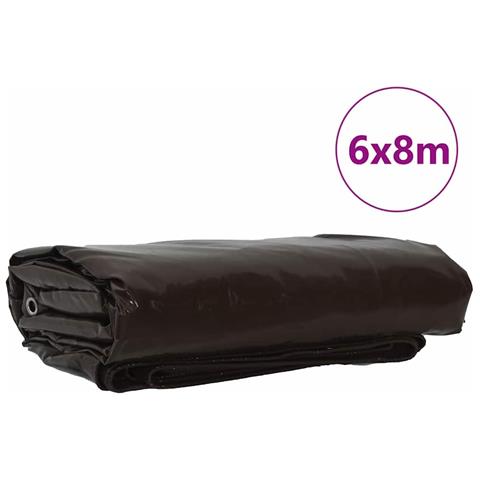 Telo 650g / m² Marrone 6 x 8 m Tela con rivestimento in PVC - Foto 2