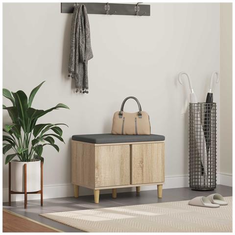 Panca per ingresso con cuscino Rovere Sonoma 60 x 38 x 46 cm - Foto 2