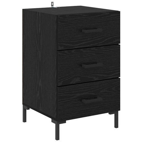Armadio da Notte Rovere Nero 40 x 40 x 66 cm Legno multistrato - Foto 1