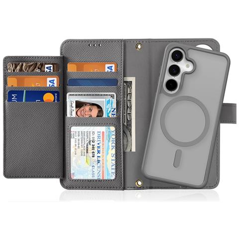 Cover Cartera per Galaxy S25+ - Pelle /PU, Grigio - Foto 2