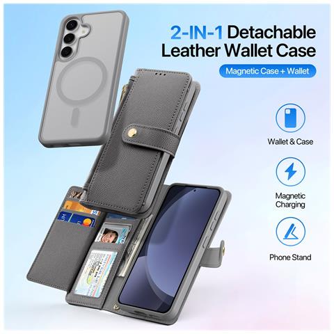 Cover Cartera per Galaxy S25+ - Pelle /PU, Grigio - Foto 4