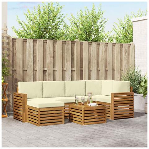 Set divani 7 pcs Naturale e Crema Legno di Acacia Massello - Foto 2