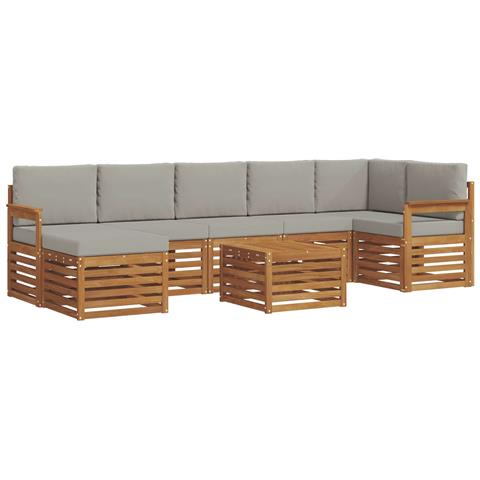 Set divani con cuscino 8 pcs Grigio Naturale e Chiaro - Foto 1