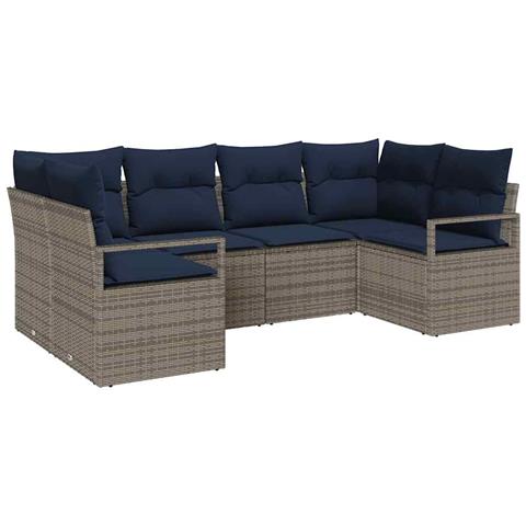 Set di divani con cuscino 6 pcs Grigio Rattan in Polipropilene - Foto 1