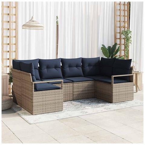 Set di divani con cuscino 6 pcs Grigio Rattan in Polipropilene - Foto 2