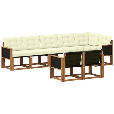 Set di divani da esterno con cuscino 8 pcs Naturale e Crema - Foto 1