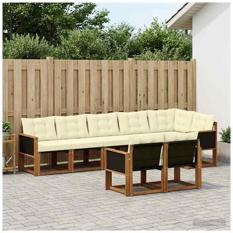 Set di divani da esterno con cuscino 8 pcs Naturale e Crema - Foto 2