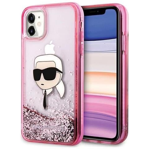 Custodia Bling Rosa Per Iphone 11/xr Con Testa Di Karl Lagerfeld - Foto 1