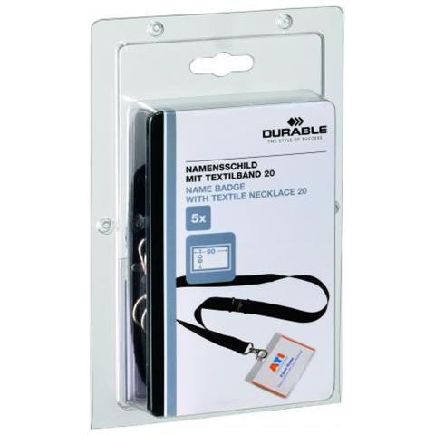 Portanome Tasca Chiusa Cordoncino 20mm 60x90 Mm (hxl) Nero 5 Pz - Foto 1