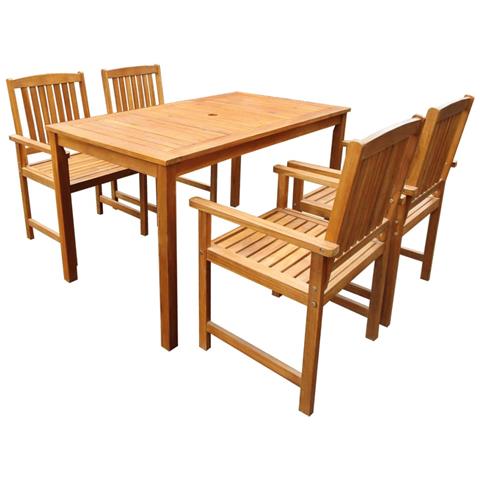 Set da Pranzo per Esterni 5 pz Legno Massello di Acacia Marrone - Foto 1