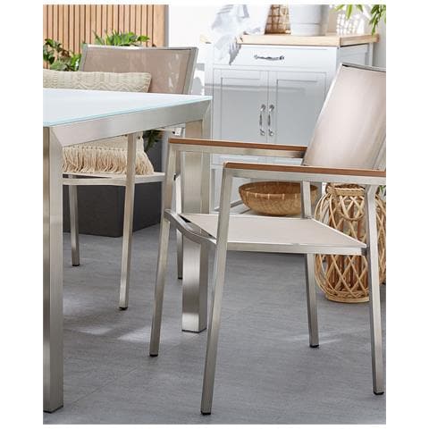 Sedie Da Giardino Beige In Acciaio Inossidabile Set Di 6 Pz Grosseto - Foto 23