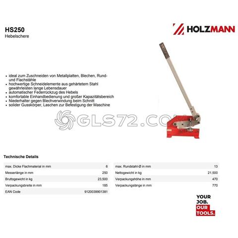 Cesoia A Leva Holzmann Hs250 - Foto 7
