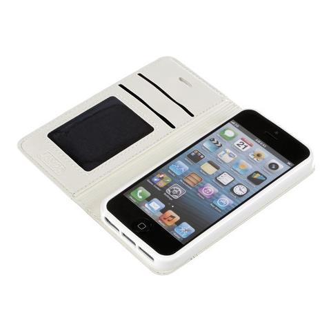 Wallet Folio Case, Cover A Libro - Apple Iphone 5 / 5s / Se - Bianco - Foto 3