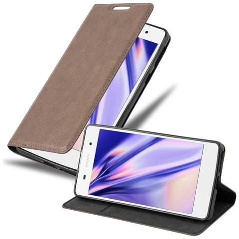 Custodia Compatibile Con Sony Xperia E5 In Bruno Caffè - Coperchio Protettiva Con Chiusura Magnetica, Funzione Stand E Tasca Per Le Carte - Foto 1