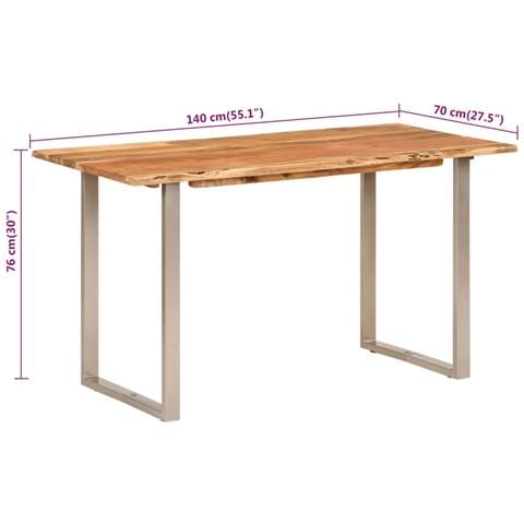 Tavolo Da Pranzo 140x70x76 Cm In Legno Massello Di Acacia - Foto 11