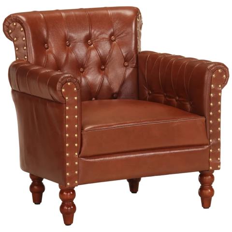 Poltrona Marrone In Vera Pelle Di Capra - Foto 1