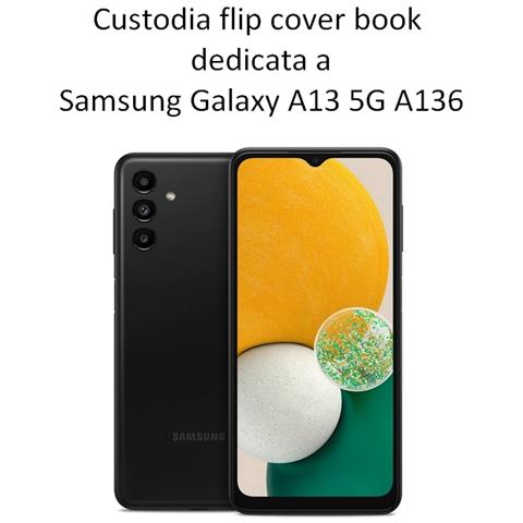 Smart Book Custodia Poket Silicone Flip Cover Case Per Samsung Galaxy A13 5g A136 Black - Foto 2