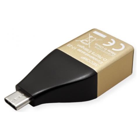 12.02.1111 Adattatore Per Inversione Del Genere Dei Cavi Usb Type C Rj-45 Nero, Oro - Foto 2