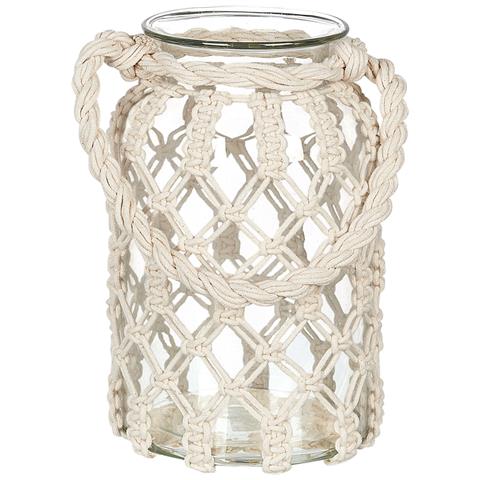 Lanterna Vetro E Macramè Bianco Sporco 31 Cm Jalebi - Foto 1