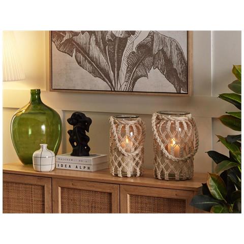 Lanterna Vetro E Macramè Bianco Sporco 31 Cm Jalebi - Foto 2