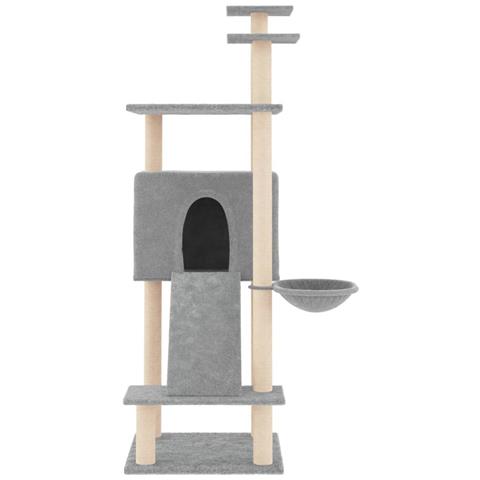 Albero Per Gatti Con Tiragraffi In Sisal Grigio Chiaro 153 Cm - Foto 1