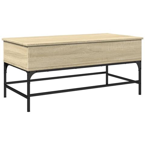 Tavolino Rovere Sonoma 100x50x45 Cm Legno Multistrato E Metallo - Foto 2