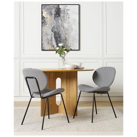 Set Di 2 Sedie Da Pranzo Tessuto Bianco E Nero Luana - Foto 1