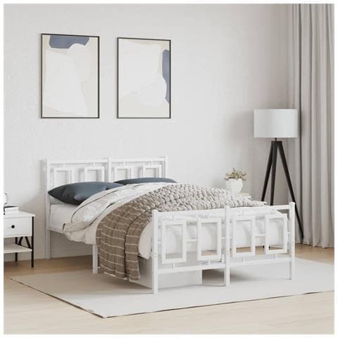 Giroletto Con Testiera E Pediera Metallo Bianco 120x190 Cm - Foto 3