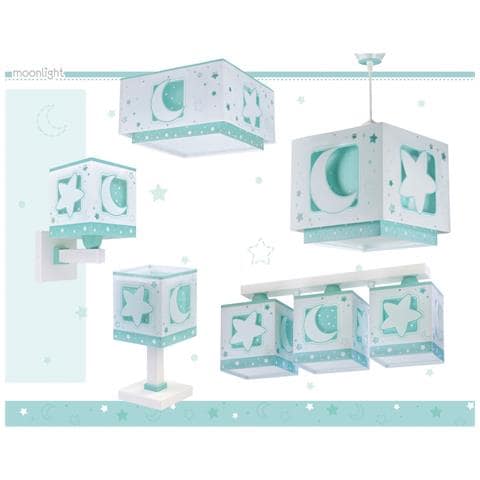 Plafoniera Per Bambini A 3 Luci Moonlight Luna E Stelle Verde - Foto 6