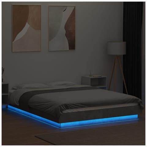 Giroletto Luci Led Grigio Cemento 140x190 Cm Legno Multistrato - Foto 2