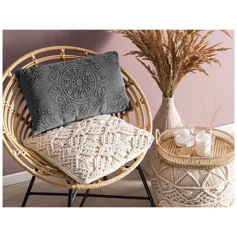 Set Di 2 Cuscini Veloor Cotone 30 X 50 Cm Grigio Scuro Trama Orientale - Foto 1
