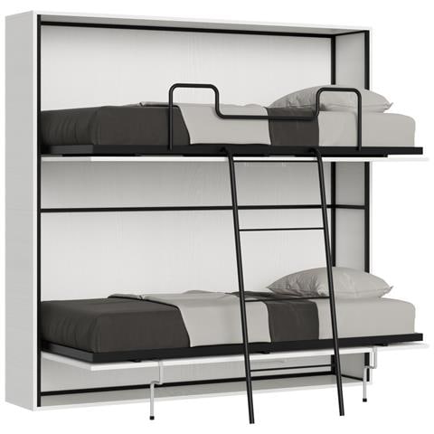 Letto Kando Doppio Orizzontale Bianco Frassino Con Materasso - Foto 1