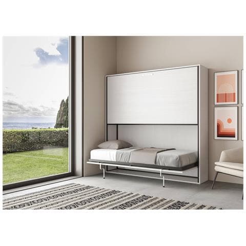 Letto Kando Doppio Orizzontale Bianco Frassino Con Materasso - Foto 2