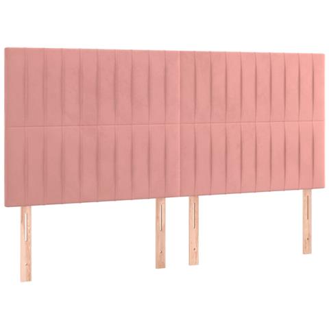 Testiera 4 Pz Rosa 90x5x78/88 Cm In Velluto - Foto 2